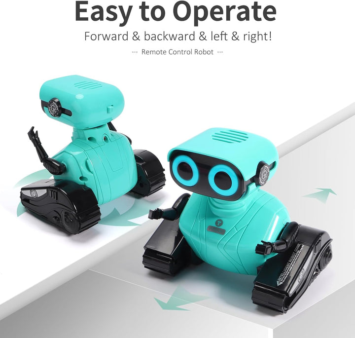 Robot Toys, Remote Control Robot Toy, RC Robots for Kids with LED Eyes, Flexible Head & Arms, Dance Moves and Music, Birthday Gifts for Boys Ages 3+ Years (Blue)