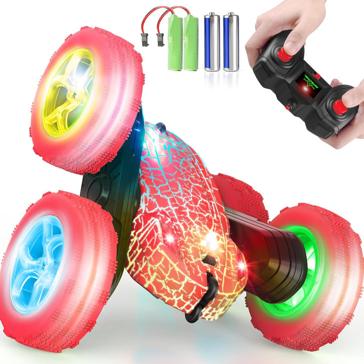 Remote Control Car, RC Cars Toys for Ages 5-7, 2.4Ghz 4WD Fast RC Car Kids Toys for Ages 8-13, Double Sided 360° Rotating Monster Truck Toys for Girls RC Truck Toy Cars for Boys