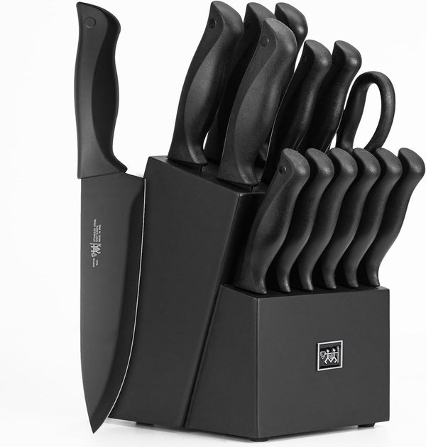 15-Pc Self-Sharpening Kitchen Set, Black