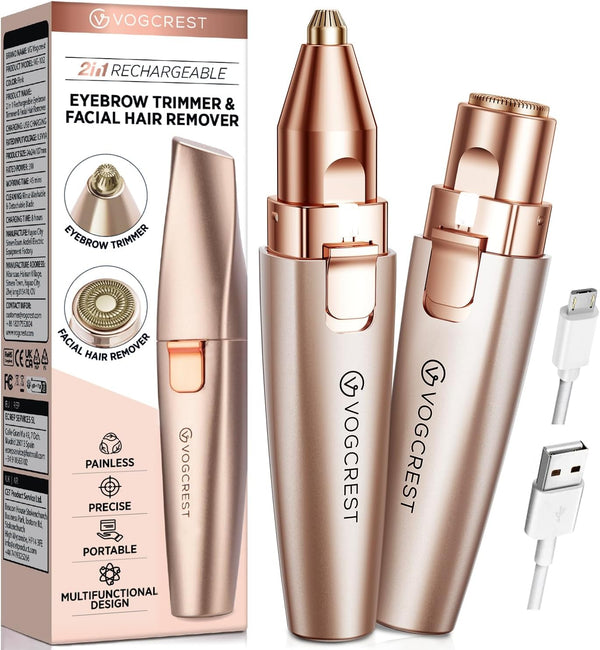2-in-1 Eyebrow & Facial Trimmer - Rose Gold
