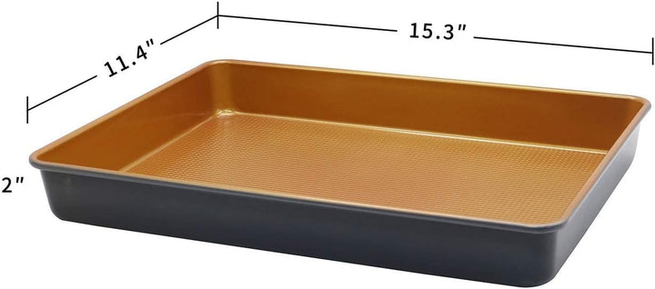 2-Pack Nonstick Copper Cake Pans 15"x11
