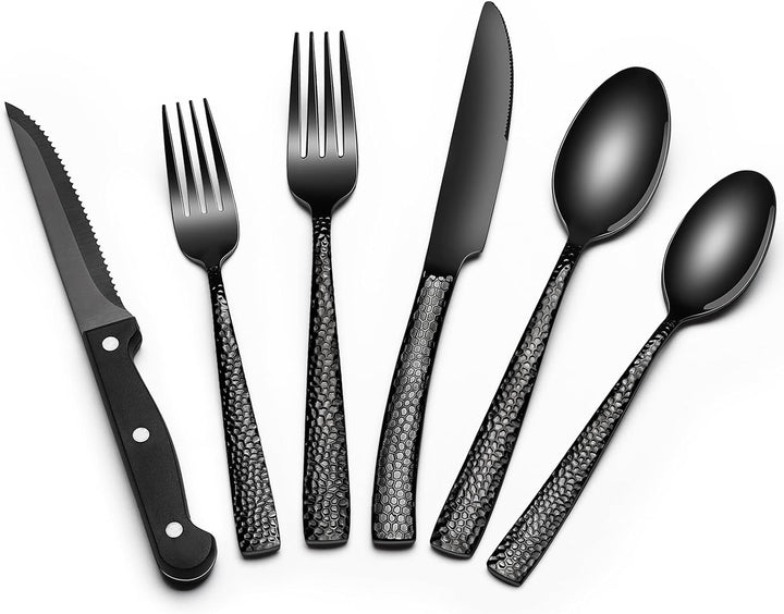 24-Piece Black Silverware Set for 4