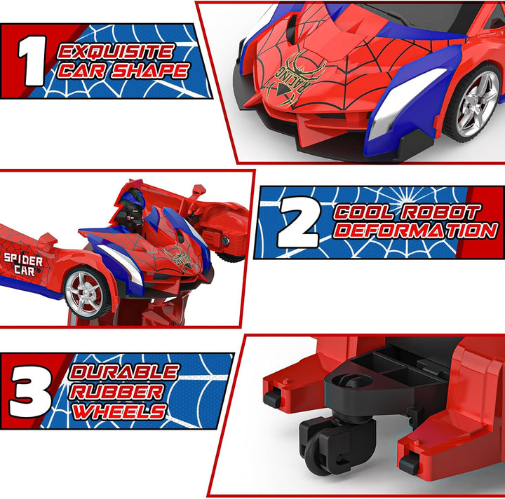 Transform Rc Cars for Boys 4-7 8-12, 2.4Ghz Remote Control Car 1:18 Scale Transforming Robot, One-Button Deformation 360° Rotation Car Toy Gifts for Boys 3-5