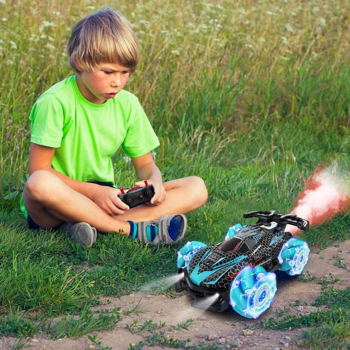 RC Stunt Car, Gesture Sensing RC Cars for Boys Girls, 2.4Ghz 4WD Remote Control Car with 360° Rotating, Lights, Music, Spray, Toy Cars for Kids Age 6 7 8 9 10 11 12 Year Old Birthday Gifts