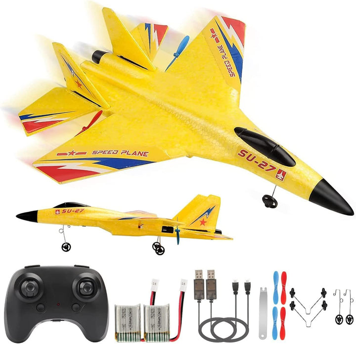 New Upgrade SU27 RC Airplane, Remote Control Fighter Toys, 2.4Ghz 6-Axis Gyro Stabilizer RTF Glider Aircraft Plane with 2 Batteries Easy to Fly Outdoor Toy for  Kids Beginners Boys