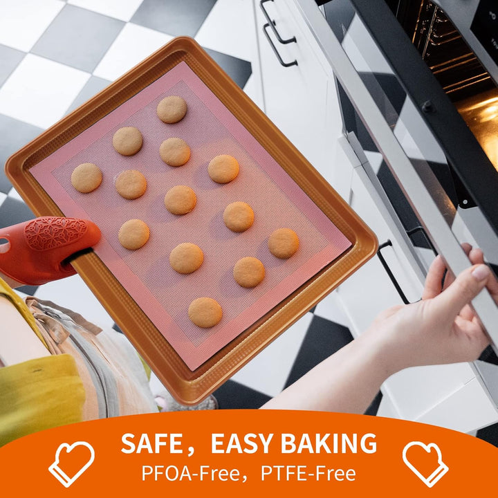 2-Pack Nonstick Copper Cake Pans 15"x11