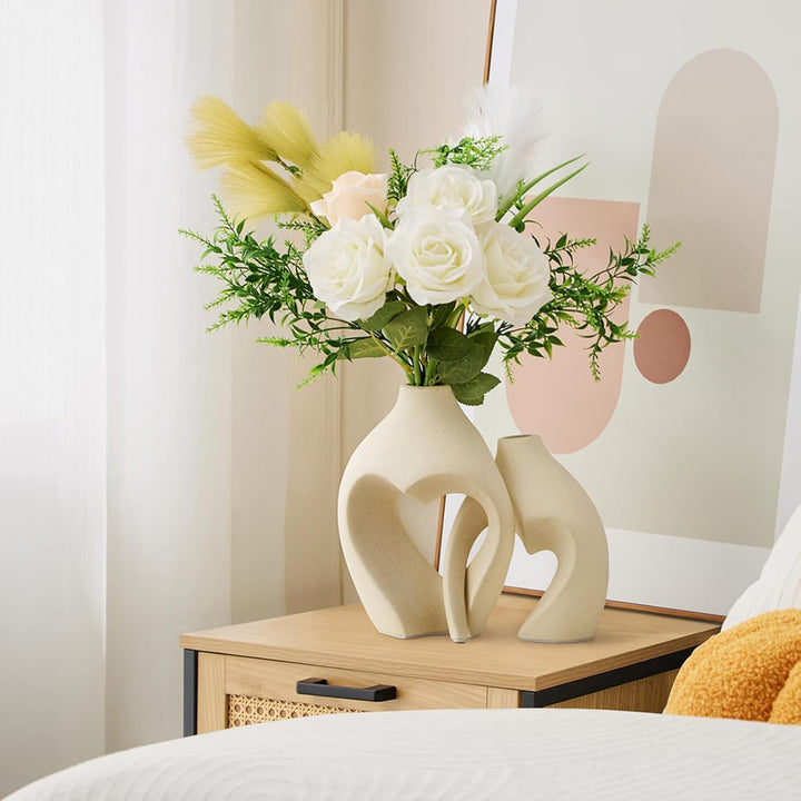Heart Shaped Ceramic Vases Set of 2