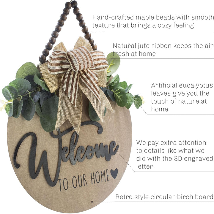 3D Welcome Sign with Leaves & Beads