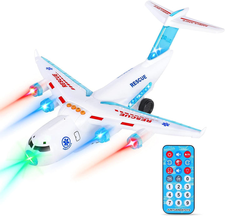 Airplane Toy Infrared Remote Control Plane Toys Helicopter with Lights and Music Aeroplane Toys for 3 4 5 6 7 8 Year Old Boys Girls Kids Gift White