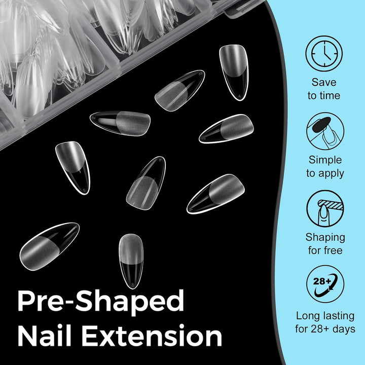240Pcs Medium Almond Clear Acrylic Tips