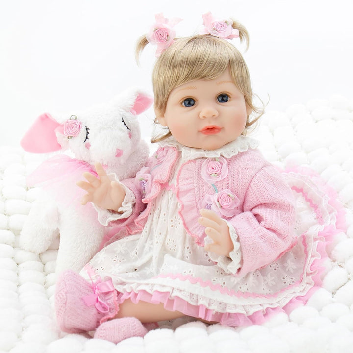 Reborn Baby Dolls Girl, 22 Inch Lifelike Realistic Silicone Baby Girl Doll That Look Real Packaged with Feeding Toy Accessories Set,Gift for Grandma and Kids 3+