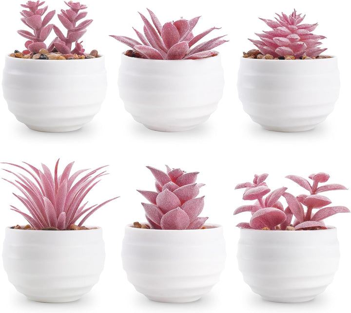 Set of 6 Mini Fake Succulents in Pots