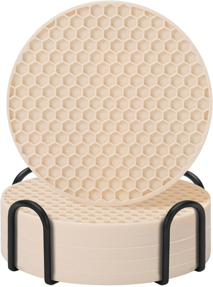 Silicone Coasters Set of 8 with Holder