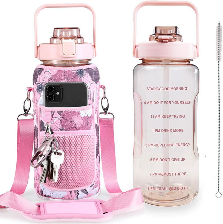 64oz Motivational Water Bottle with Sleeve