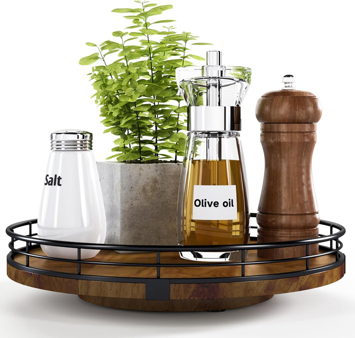 Farmhouse Oak 9" Lazy Susan Organizer