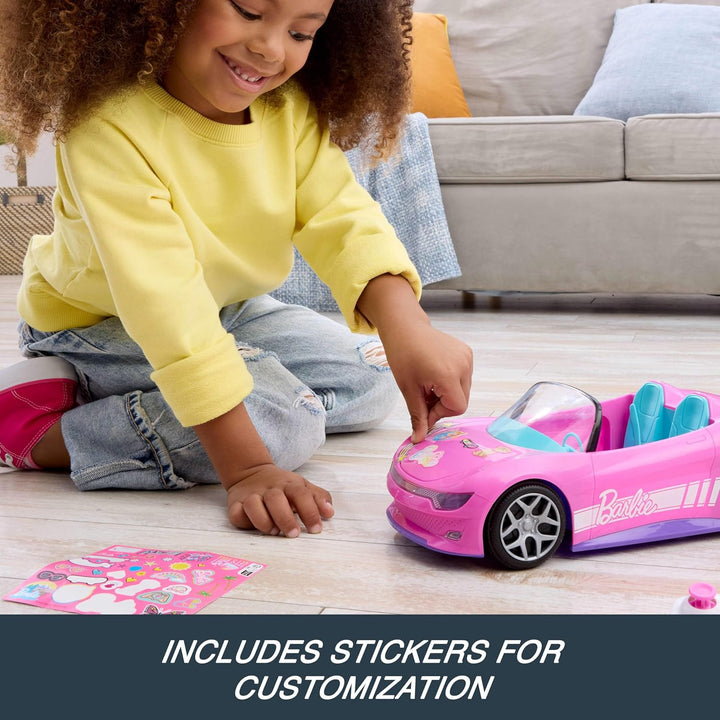 Hot Wheels RC Toy Car, Remote-Control Pink Convertible, Can Hold 2 Fashion Dolls & Trunk Opens for Storage, Sticker Sheet for Customizing