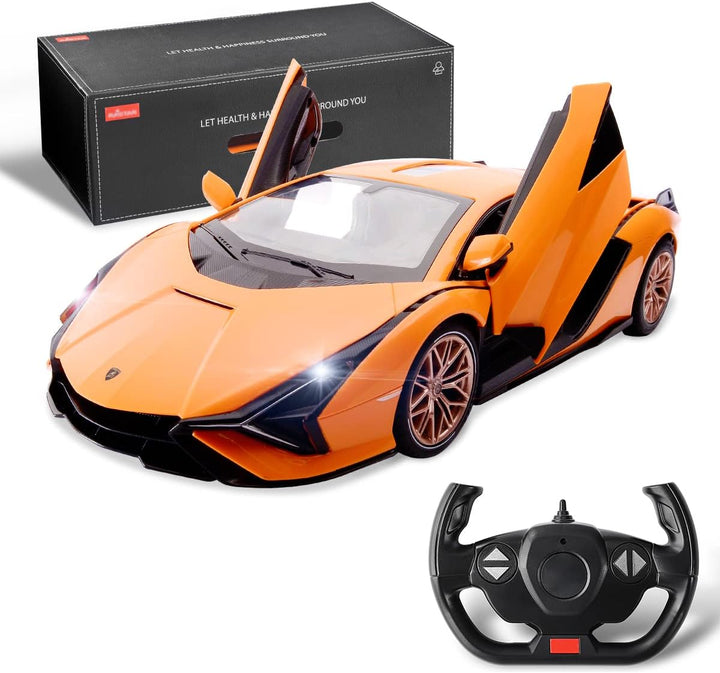 Remote Control Car Licensed RC Car, 1:24 Lambo Toy Car for Kids, Lambo Aventador SVJ Remote Control Model Car Electric Sport Racing Hobby Car for 3 4 5 Year Old Boy Birthday Gift (Orange)