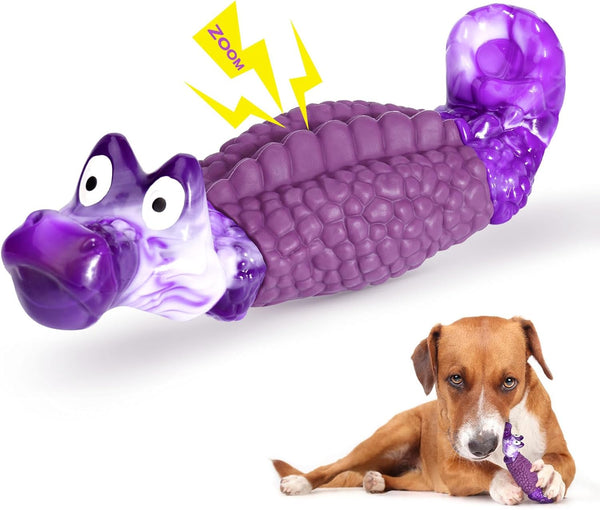 Tough Dog Chew Toys for Aggressive Chewers, Squeaky Indestructible Dog Toy to Keep Them Busy & Reduce Boredom for Medium, Large Breed, Bacon Flavor