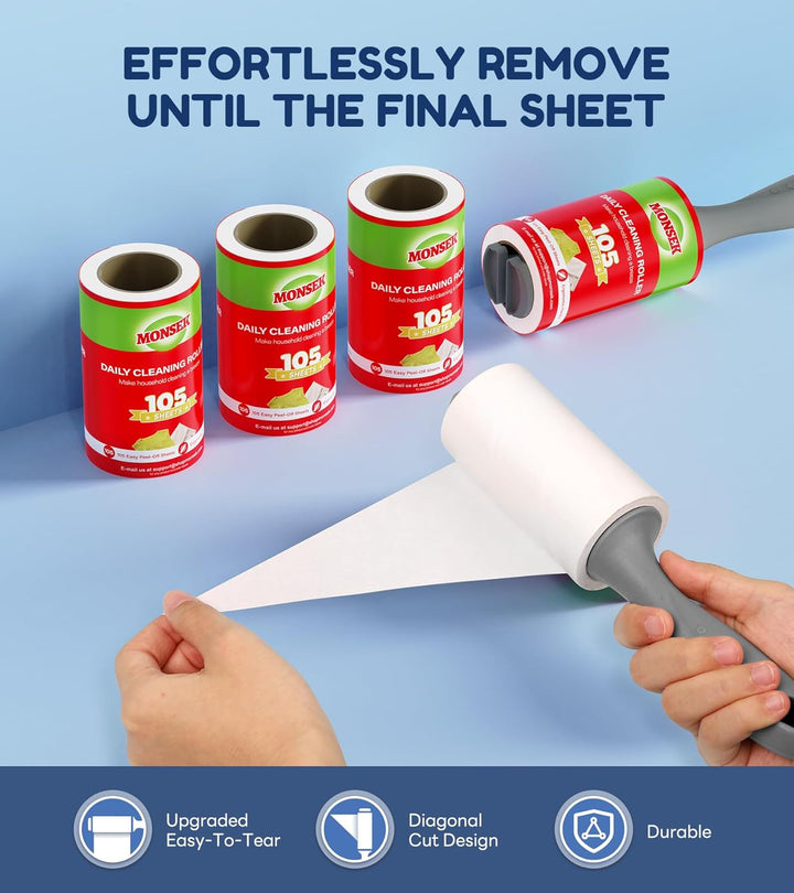 4X Extra Sticky Lint Roller Set for Pets