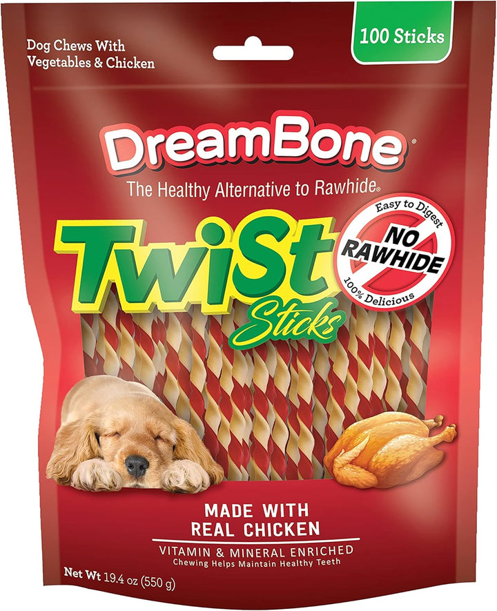 Real Chicken Twist Sticks for Dogs - 50 Ct