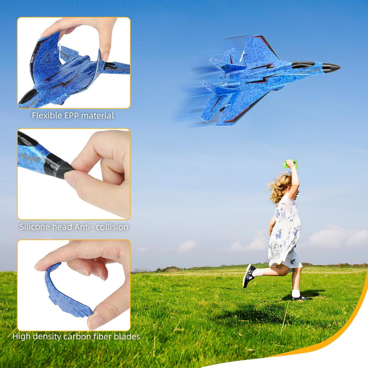 RC Plane, Remote Control Wireless Airplane Toy - RC Plane Remote Control 2CH 2.4Ghz RC Plane with Lights, Remote Control Airplanes Foam RC Fighter Airlane Jet for  Kids