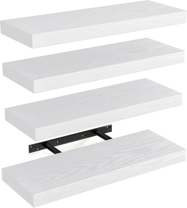 "Rustic Wood Floating Shelves Set of 4