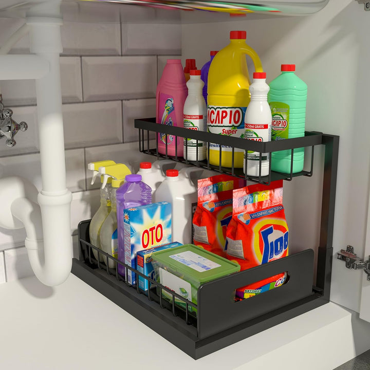 Pull Out Sink Organizer 2-Tier, Grey