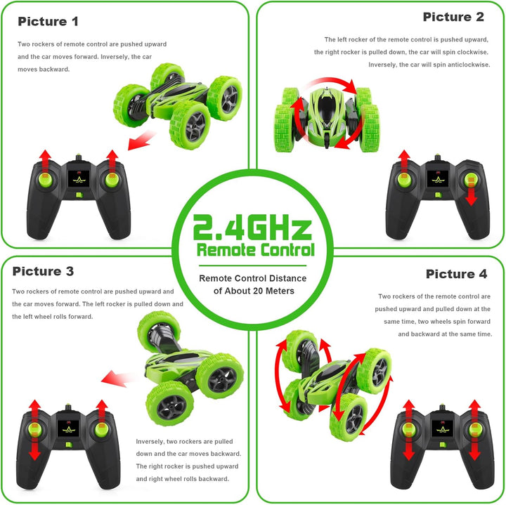 Remote Control Car, RC Cars Toys for Ages 5-7, 2.4Ghz 4WD Fast RC Car Kids Toys for Ages 8-13, Double Sided 360° Rotating Monster Truck Toys for Girls RC Truck Toy Cars for Boys