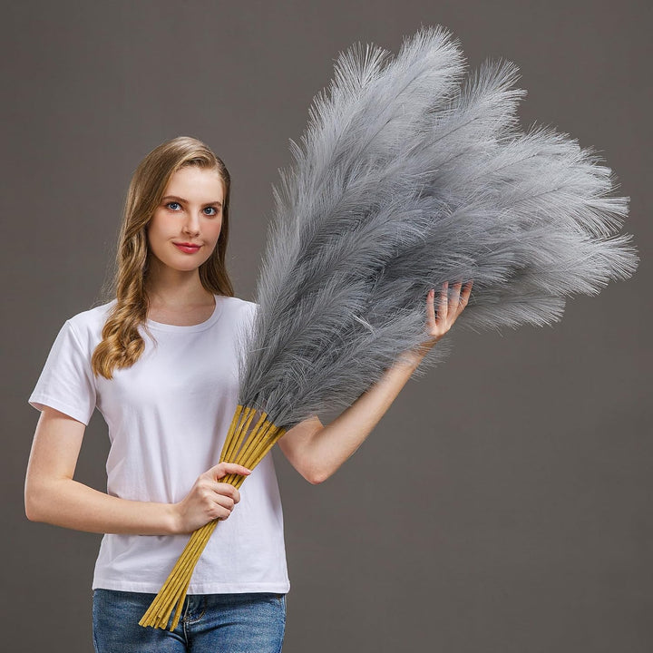 Blue Faux Pampas Grass 7PCS - 3.75Ft Decor