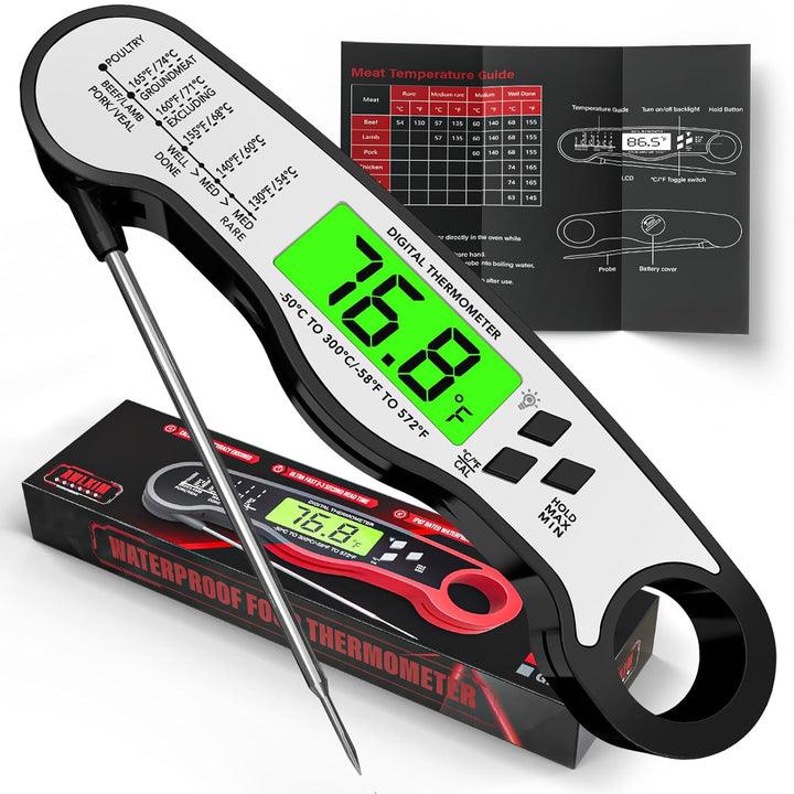 "Instant Read Meat Thermometer - Red