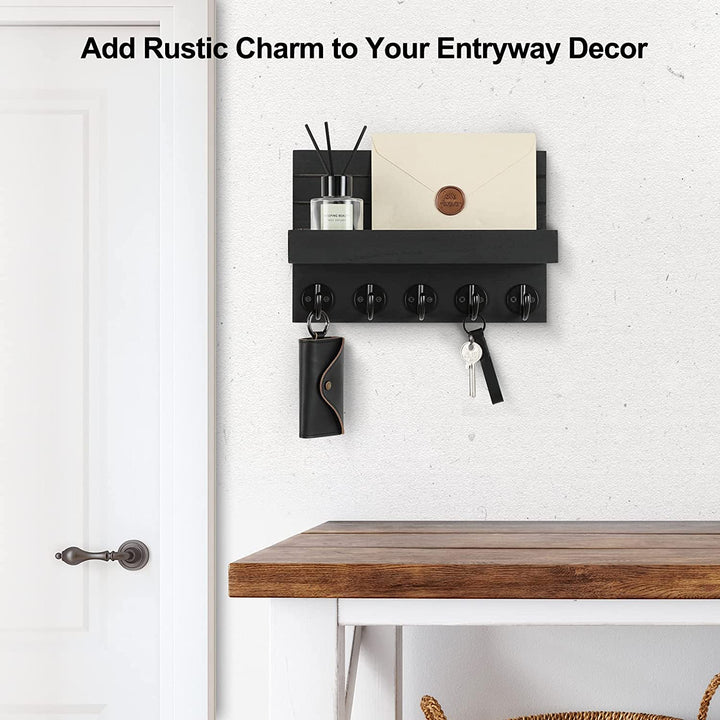 Wall Key Holder with Shelf & Hooks