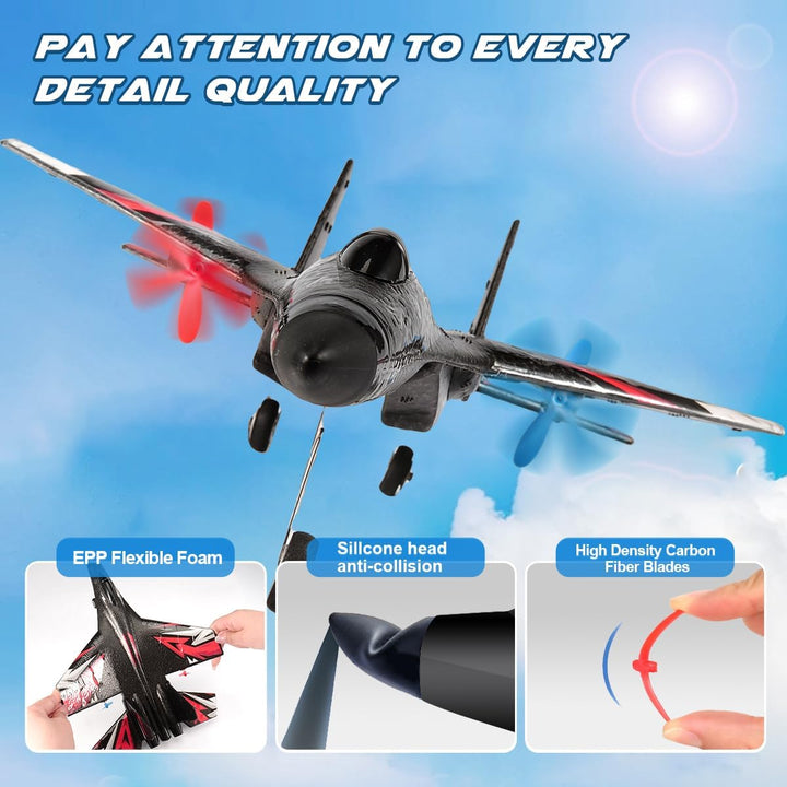 New Upgrade SU27 RC Airplane, Remote Control Fighter Toys, 2.4Ghz 6-Axis Gyro Stabilizer RTF Glider Aircraft Plane with 2 Batteries Easy to Fly Outdoor Toy for  Kids Beginners Boys
