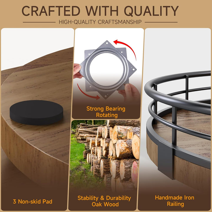 Farmhouse Oak 9" Lazy Susan Organizer