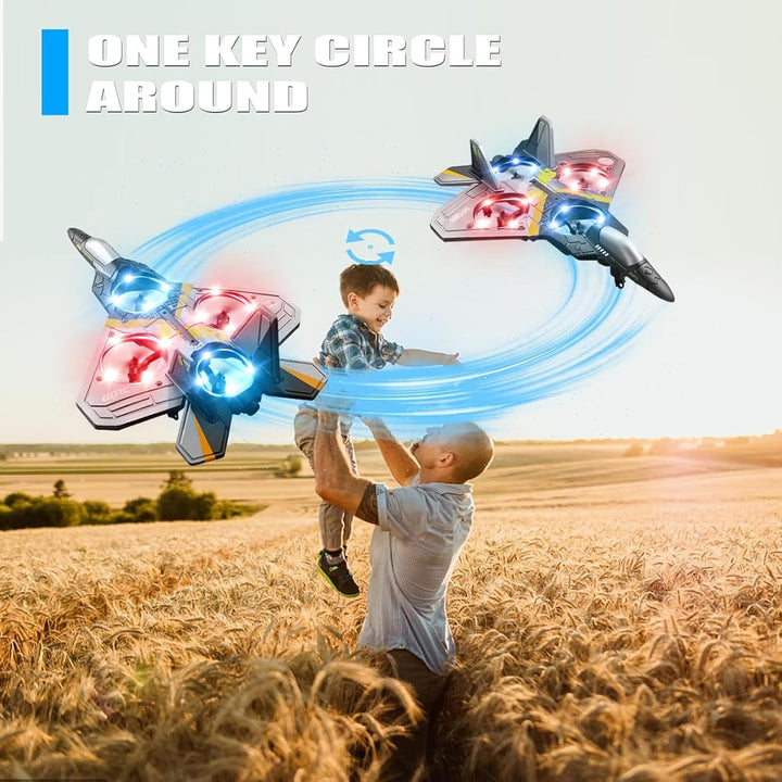 V17 Foam Remote Control Airplanes Rc Planes for Kids  4-7 8-16, Remote Control Planes Fighter Jet with Light, 360° Flip Fighter Jet Toy, Gravity Sensing, Stunt Roll, Gifts for Kids Boys
