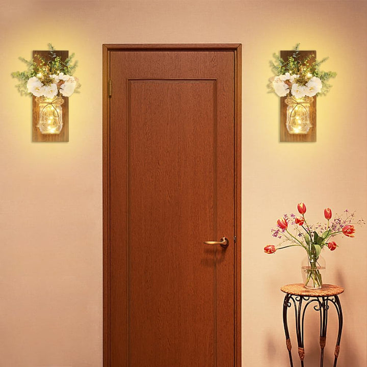 Rustic Mason Jar Wall Sconces with LED Lights