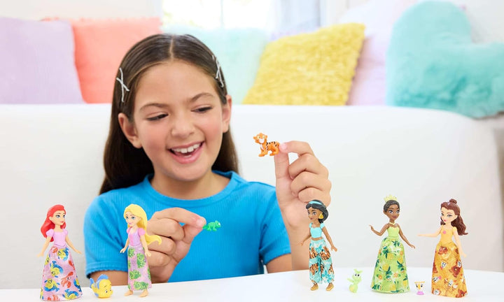 Princess & Friends Set with 5 Posable Small Dolls in Removable Skirts or Pants & 5 Friend Figures, Inspired by the  Movies