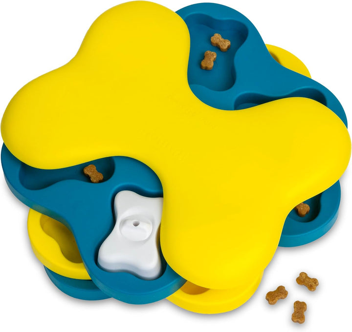 by Nina Ottosson Dog Brick Treat Puzzle Enrichment Toy, Level 2 Intermediate Game, Blue