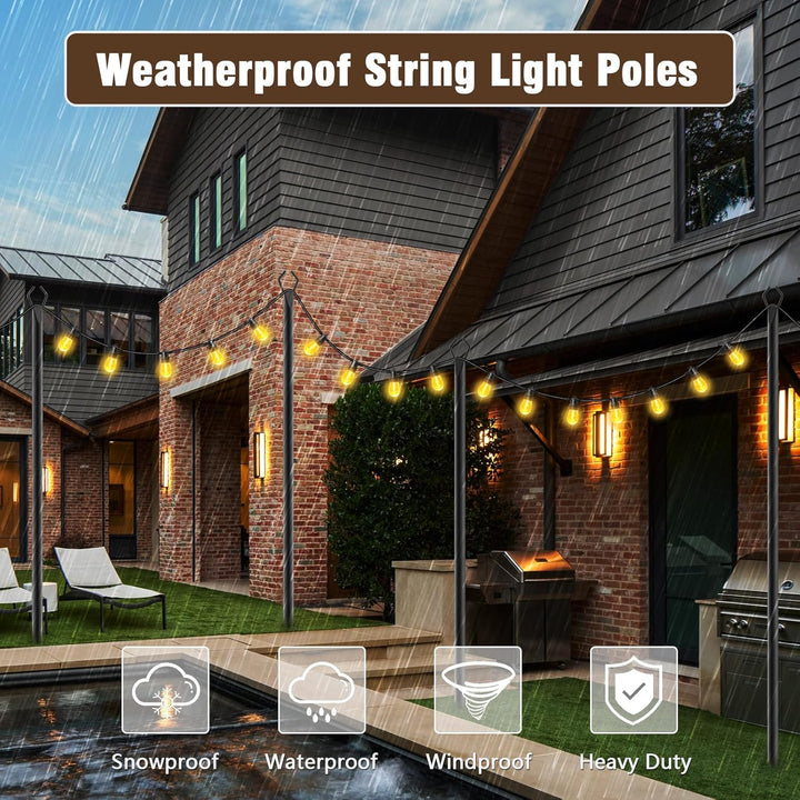 10Ft Outdoor String Light Poles 4Pk