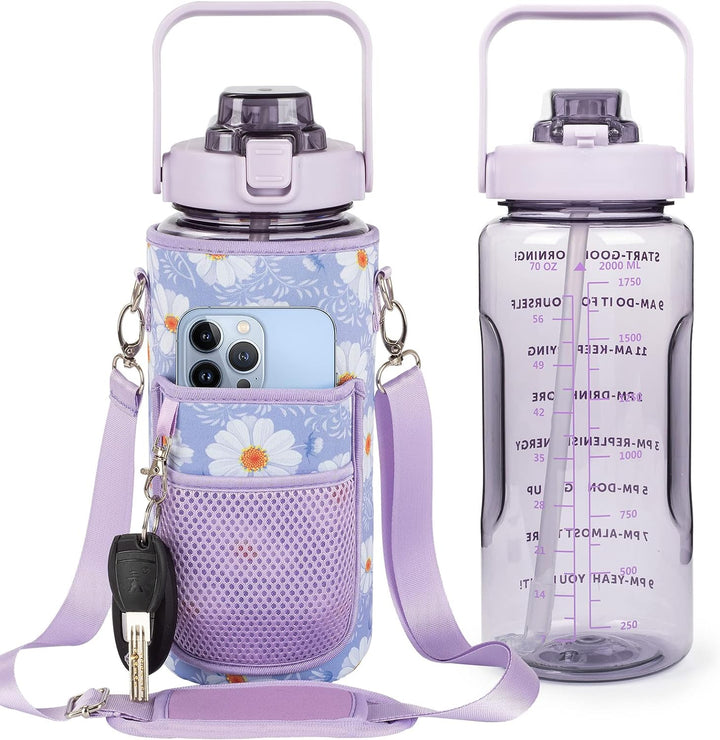64oz Motivational Water Bottle with Sleeve