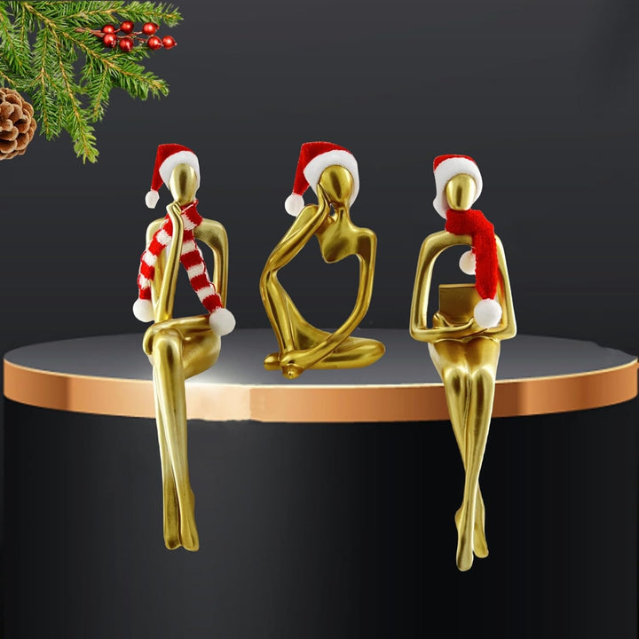 Gold Thinker Statue Set of 3 - Modern Decor