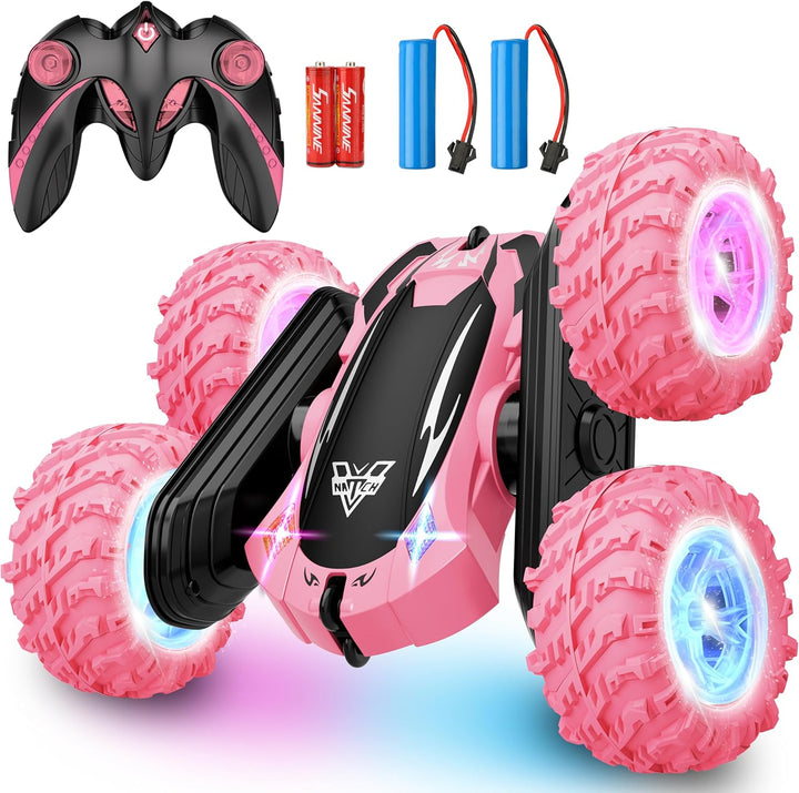 Remote Control Car, 2.4Ghz Double Sided 360° Flips Rotating Electric Race RC Stunt Car, LED Wheel & Headlight High Speed off Road Cars Toy Gift for 3 4 5 6 7 8-12 Year Old Boy Toys (Blue)