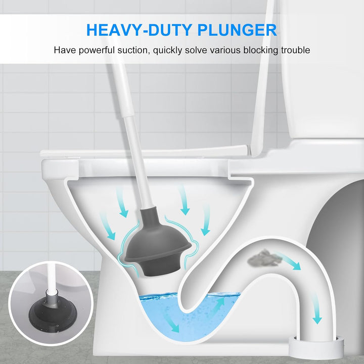 Heavy Duty Toilet Brush & Plunger Set