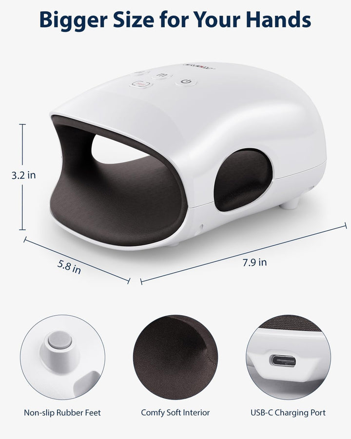 Hand Massager - Cordless Hand Massager with Heat and Compression for Arthritis and Carpal Tunnel(Fsa or HSA Eligible) (White)