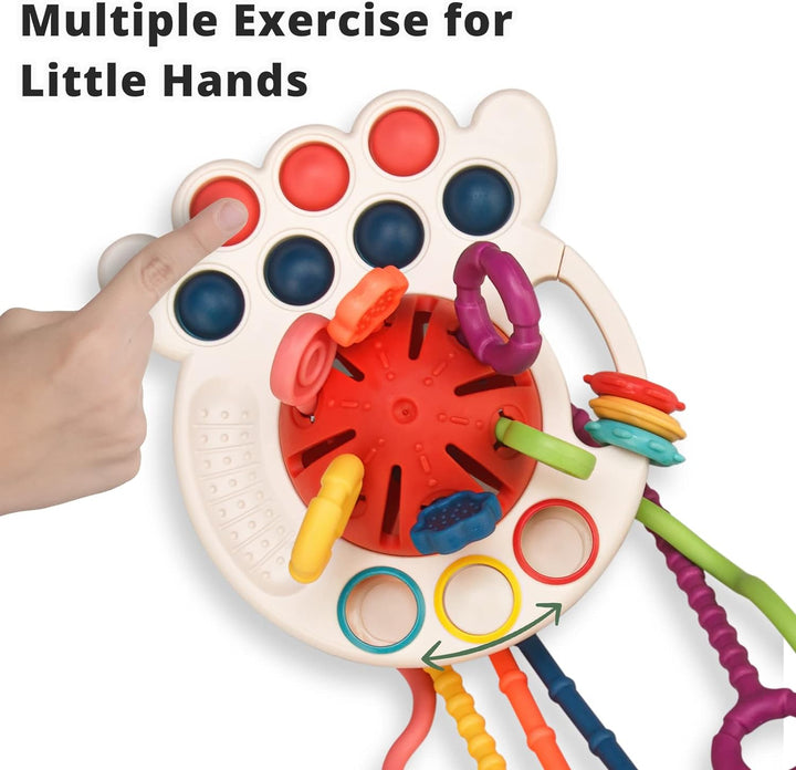 Montessori Toys, Silicone Pull String Activitys, Developmental Pulling Baby Sensory Toy, Car Seat Airplane  Toddler Boy &Girl Infant Birthday Gifts