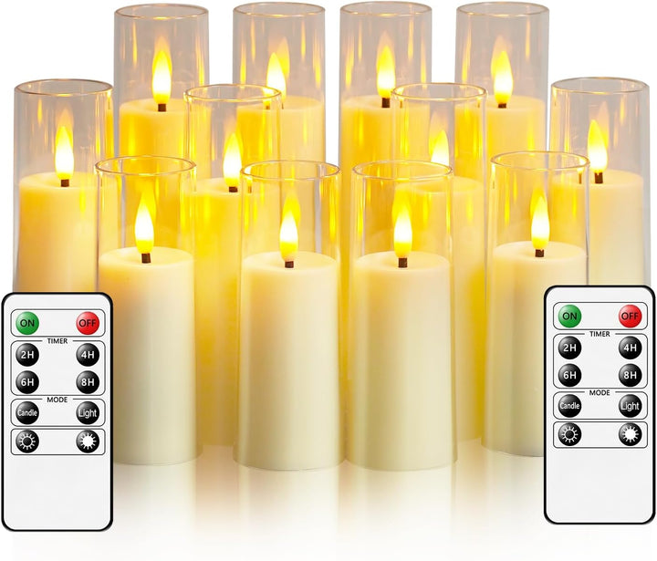Grey LED Flameless Candles Set (12)