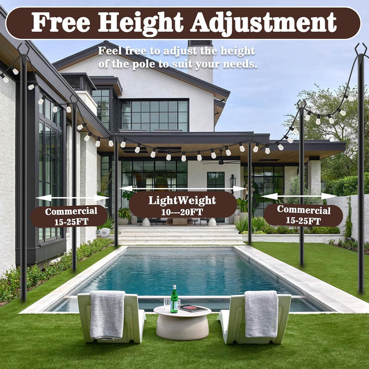 10Ft Outdoor String Light Poles 4Pk