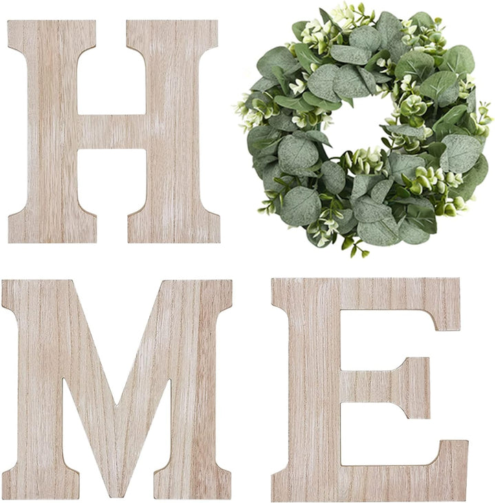 Rustic HOME Sign with Eucalyptus Wreath