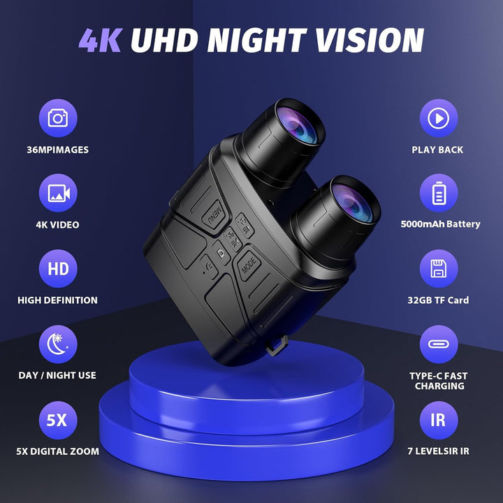 4K Night Vision Goggles with 32GB Card