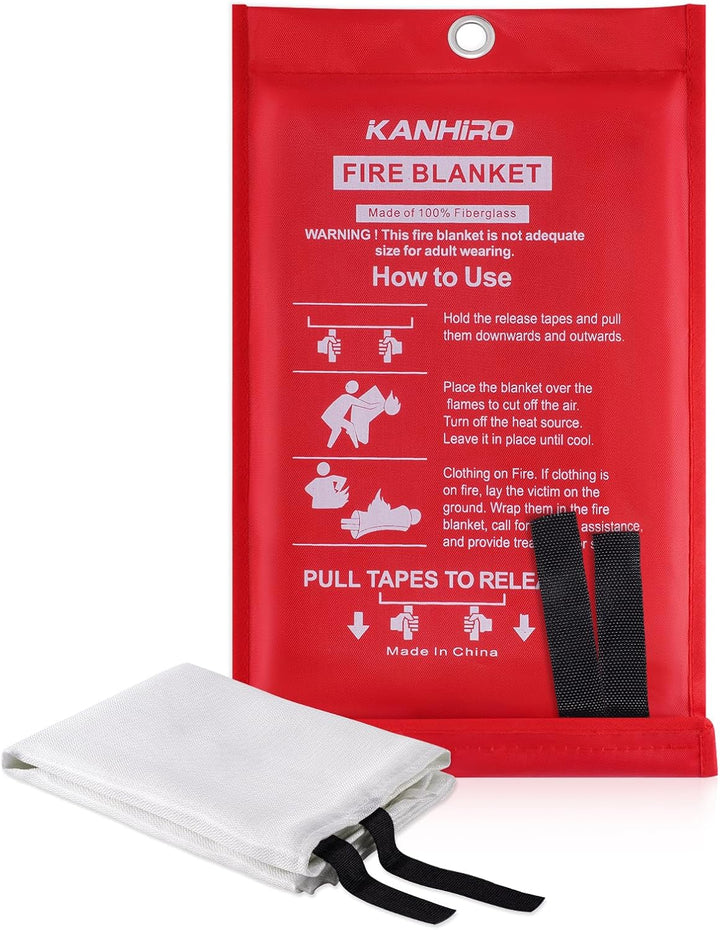 Emergency Fire Blanket for Home Kitchen - Fiberglass Fire Suppression Blanket Great for School, Fireplace, Grill, Car, Office, Warehouse (4 Pack, 39 in X 39 In)