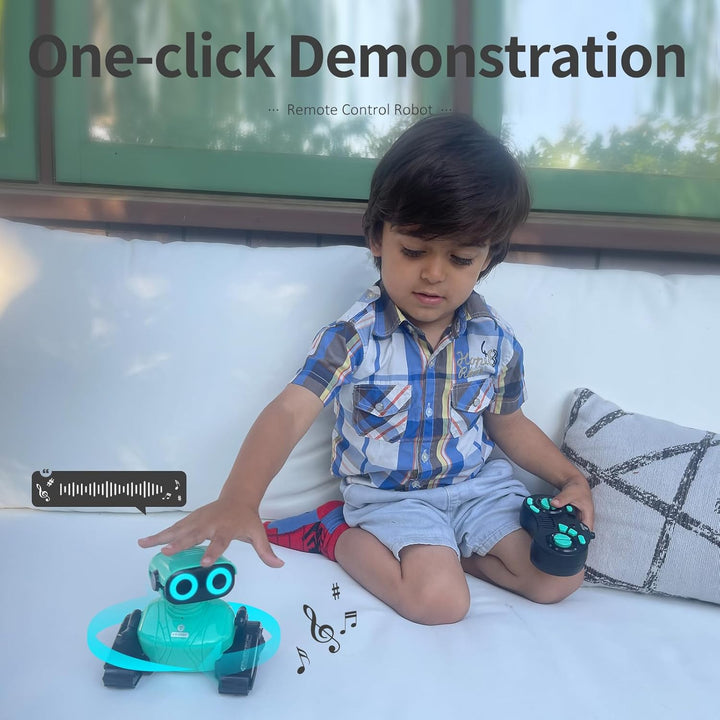 Robot Toys, Remote Control Robot Toy, RC Robots for Kids with LED Eyes, Flexible Head & Arms, Dance Moves and Music, Birthday Gifts for Boys Ages 3+ Years (Blue)